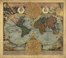 Фреска Старинная карта, полушария